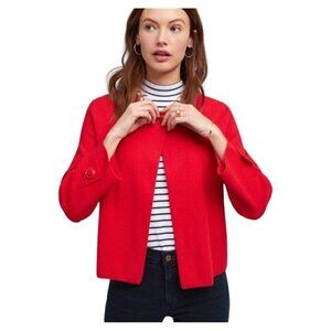 By Anthropologie Red Bolero One Button Peplum Open Front Blazer Jacket Size XS